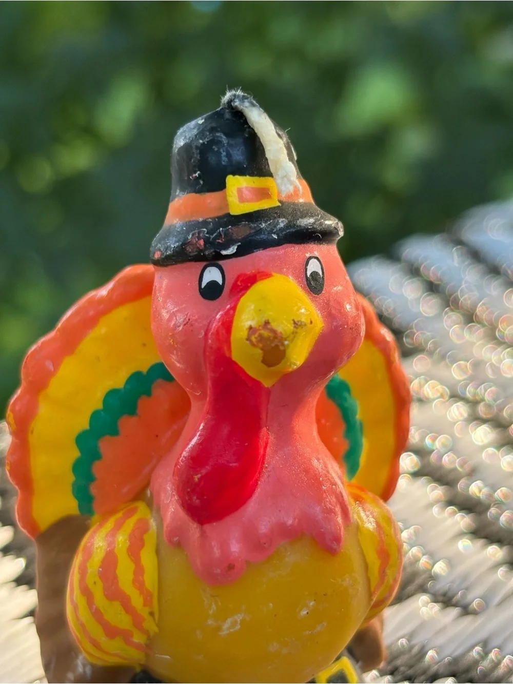 Vintage 1980’s Russ Berrie & Co hand painted Thanksgiving turkey novelty candle